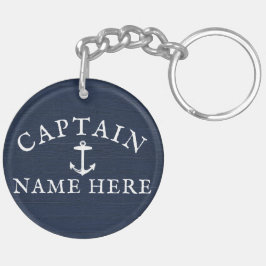 Schiffskapitän Name Nautical Anchor Navy Blue Schlüsselanhänger