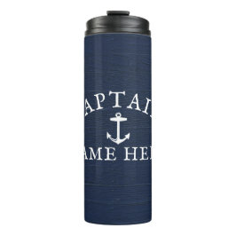 Schiffskapitän Name Nautical Anchor Navy Blue Thermosbecher