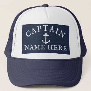 Schiffskapitän Name Nautical Anchor Navy Blue Truckerkappe