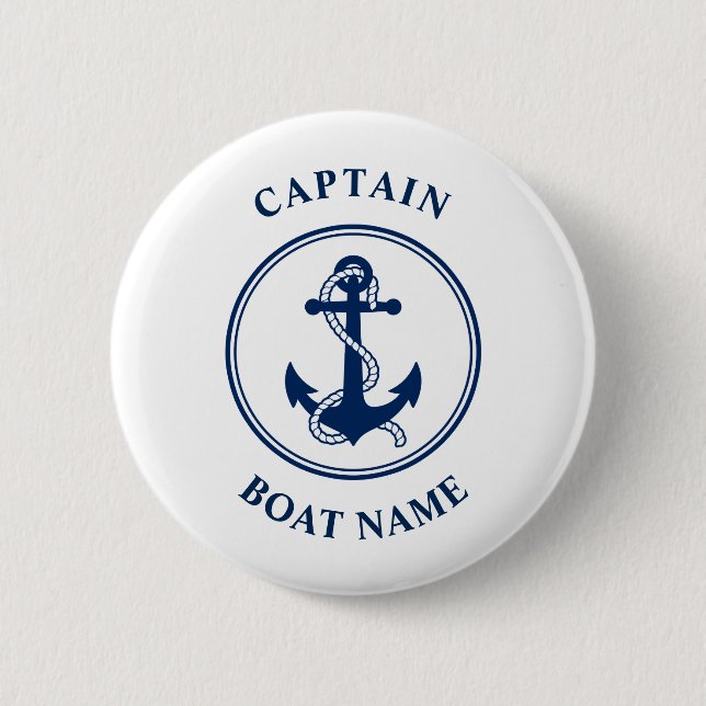 Schiffskapitän Nautic Anchope Name Navy Blue Button (Vorderseite)