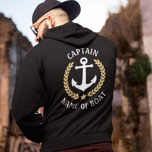 Schiffskapitän Nautical Anchor Name Gold Laurel Zi Hoodie