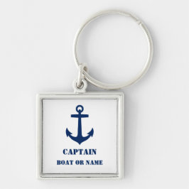 Schiffskapitän Nautical Anchor Navy & White Schlüsselanhänger