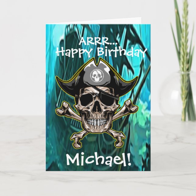 Schiffskapitän Pirate Skull Cross Bones Ship Card Karte (Vorderseite)