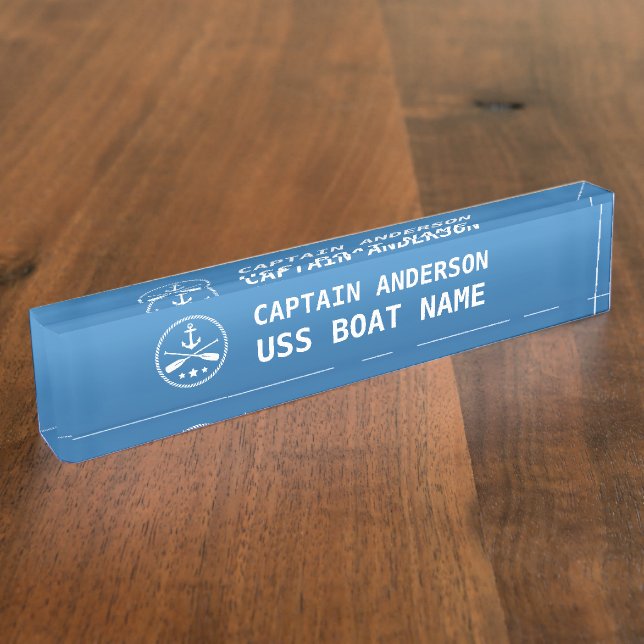 Schiffskapitän und -boot namensplakette (Seite)