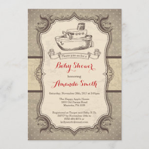 Schiffskinderdusche Einladung Vintag Retro