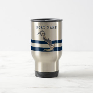 Schiffsname, Anker Delphin Navy Blau Reisebecher