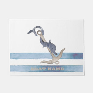 Schiffsname, Anker Delphin Streifen Fußmatte