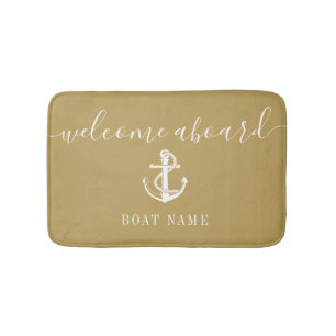 Schiffsname Anker Gold Willkommen an Bord Badematte