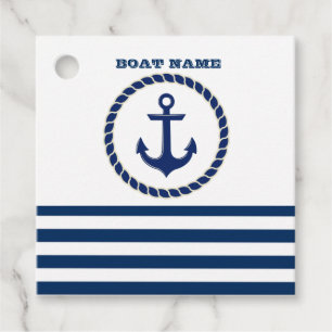 Schiffsname, Anker Navy Blau Gestreift Geschenkanhänger