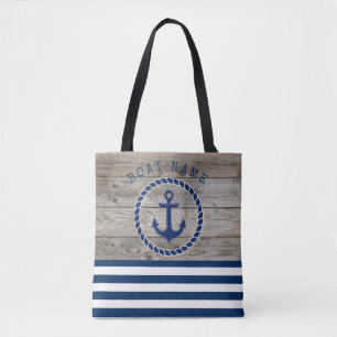 Schiffsname, Anker Navy Blau Gestreift Holz