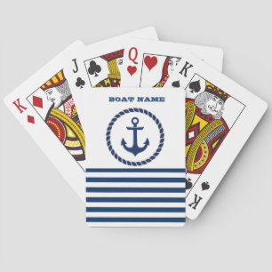 Schiffsname, Anker Navy Blau Gestreift Spielkarten