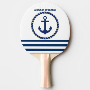 Schiffsname, Anker Navy Blau Gestreift Tischtennis Schläger