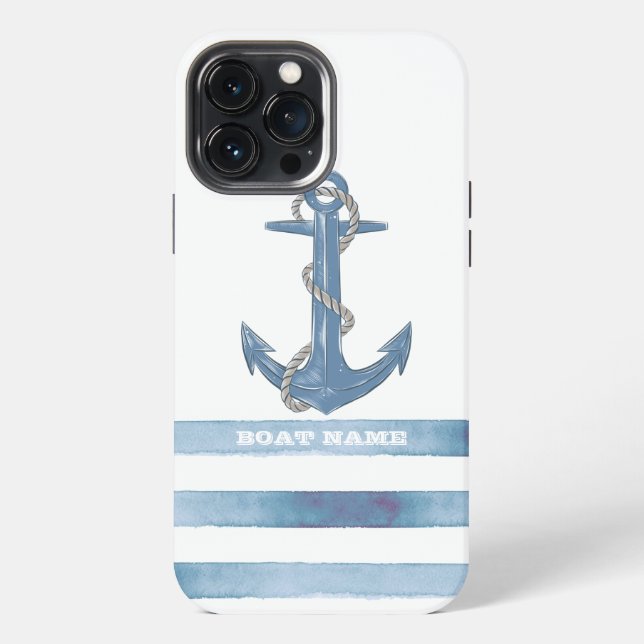 Schiffsname,Anker,Seil,Hellblaue Streifen  iPhone Hülle (Rückseite)