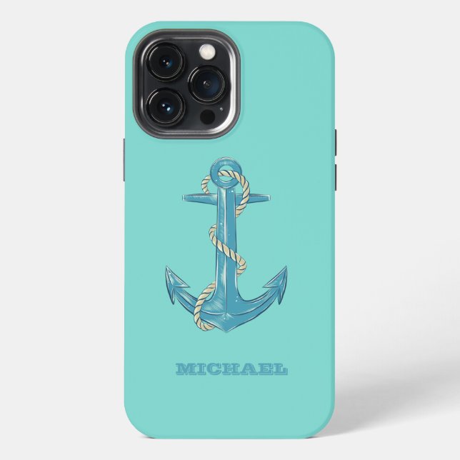 Schiffsname,Anker,Seil,Mintgrün iPhone Hülle (Rückseite)