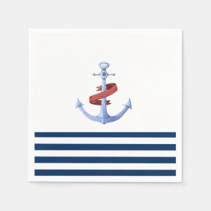 Schiffsname,Blauer Anker Marineblaue Streifen Serviette