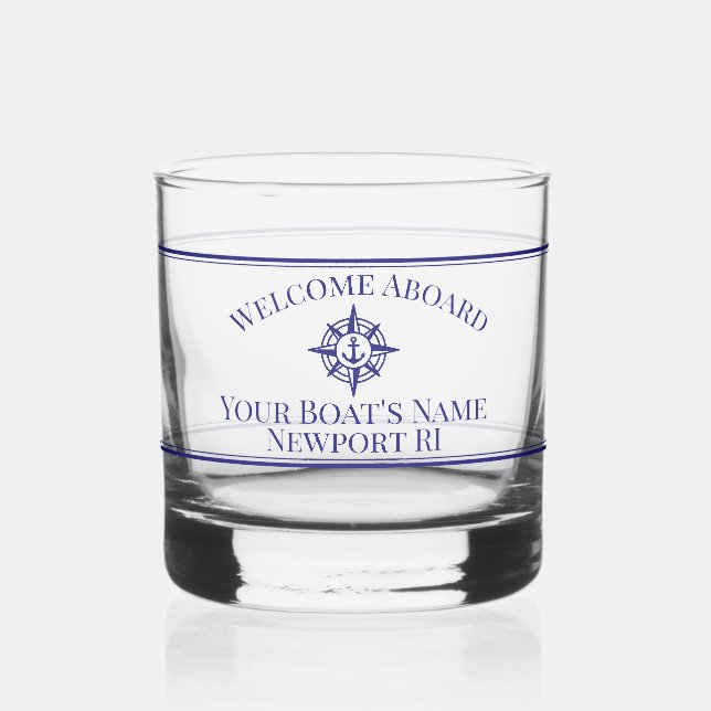 Schiffsname Docknautischer Kompass Trinkset Whiskyglas (Links)