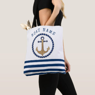 Schiffsname im maritimen Stil, Retro-Anker in navy