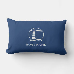 Schiffsname Klassischer Leuchtturm Marine Blau Kissen Für Draußen