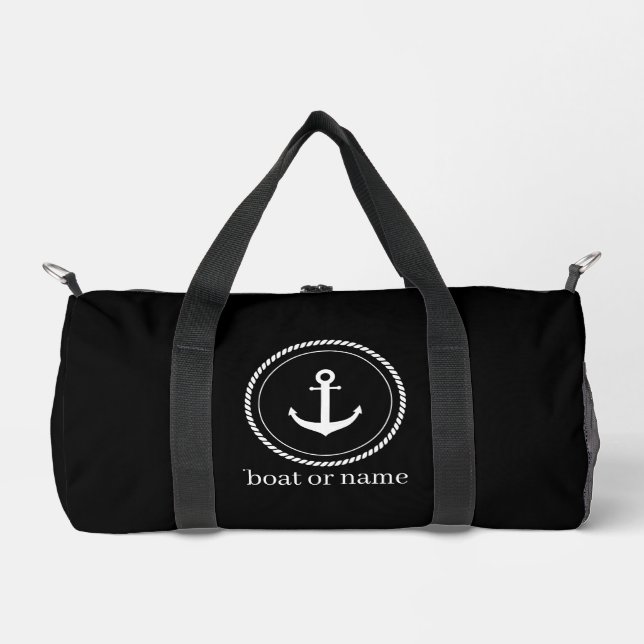 Schiffsname Kompass Anker Lorbeer Navy Reisetasche Duffle Bag (Vorderseite)