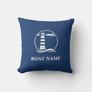 Schiffsname Nautical Classic Leuchtturm Navy Blau Kissen