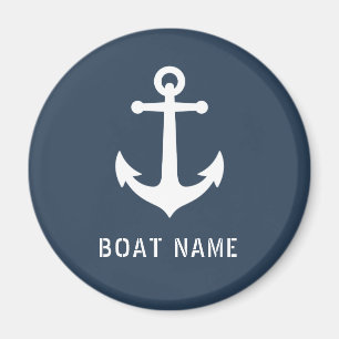 Schiffsname Nautical Vintag Anchor Ocean Grau Blue Magnet