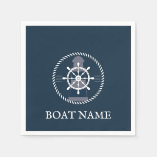 Schiffsname Navy Blue Nautic Personalisiert Serviette