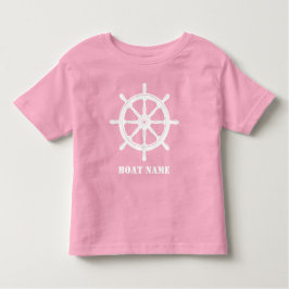 Schiffsname oder Ihr Name Helm Wheel Pink White Kleinkind T-shirt