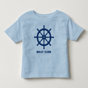 Schiffsname oder Ihr Name Schiff Helm Wheel Navy & Kleinkind T-shirt