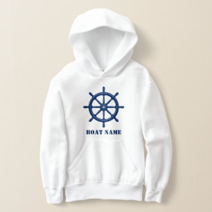 Schiffsname oder Ihr Name Schiff Helm Wheel Navy W Hoodie