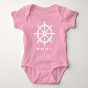 Schiffsname oder Ihr Name Schiff Helm Wheel Pink W Baby Strampler