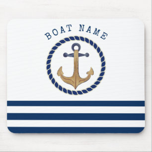 Schiffsname,Retro Anker Marineblau Mousepad