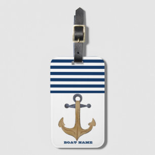 Schiffsname, Vintage Anker Marineblaue Streifen Gepäckanhänger