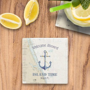 ⚓ Schiffsname Willkommen an Bord Florida Nautical Steinuntersetzer