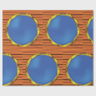 Schiffsporthole-Fenster mit blauem Wasser Geschenkpapier