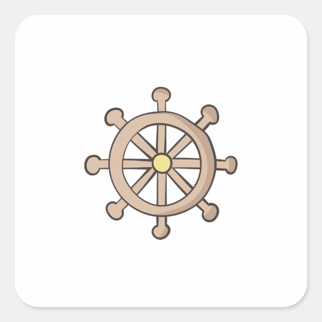 Schiffsrad Quadratischer Aufkleber (Vorderseite)