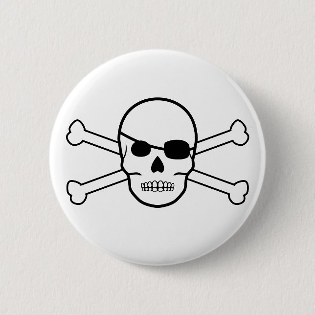 Schiffsschädel und Kreuzknochen Button (Vorderseite)
