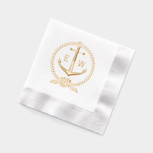 Schiffsseil Rahmen Anker Monogramm Anfangsbuchstab Servietten Mit Folie