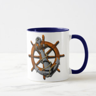 Schiffssteuer und Anker Tasse