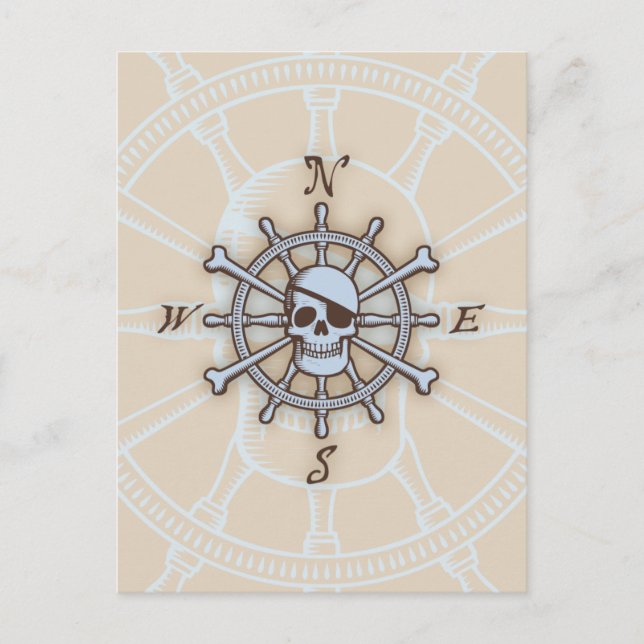 Schiffssteuerrad-Kompassrose Postkarte (Vorderseite)