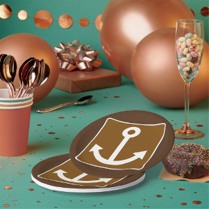Schiffssymbol Braunes Marina-Schild Pappteller