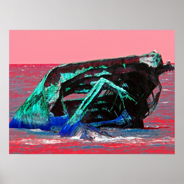 Schiffswrack Abstract Pink Poster (Vorne)