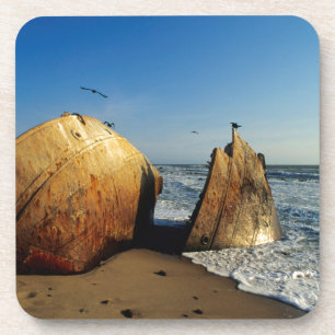 Schiffswrack am Strand, Skeleton Coast, Namibia Untersetzer