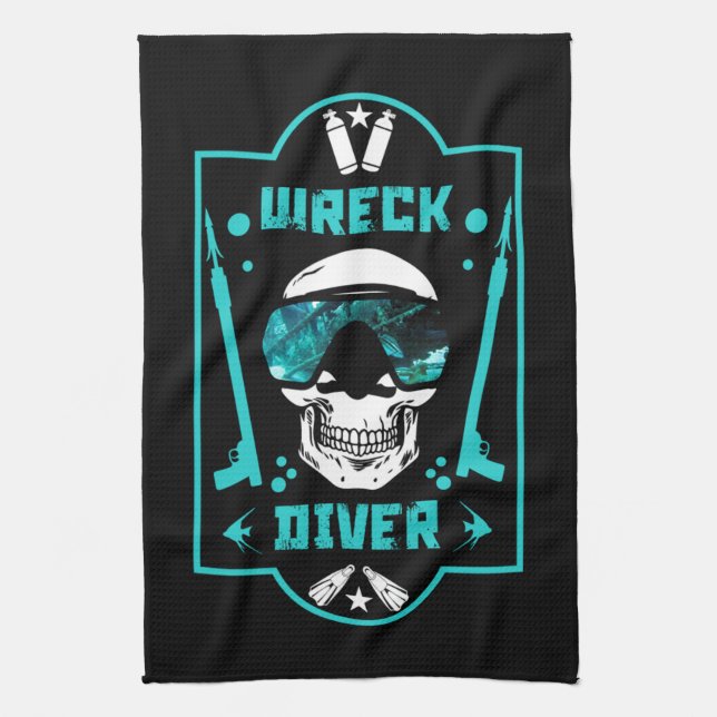 Schiffswrack-Divers Geschirrtuch (Vertikal)