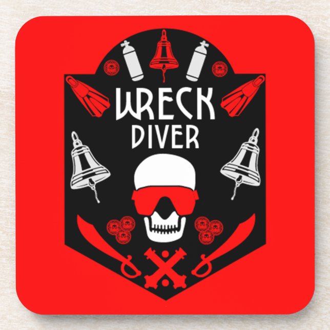 Schiffswrack-Divers Getränkeuntersetzer (Vorderseite)