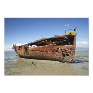 Schiffswrack Janie Seddon, Motueka, Nelson Fotodruck