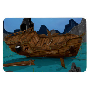 Schiffswrack unter Wasser Magnet