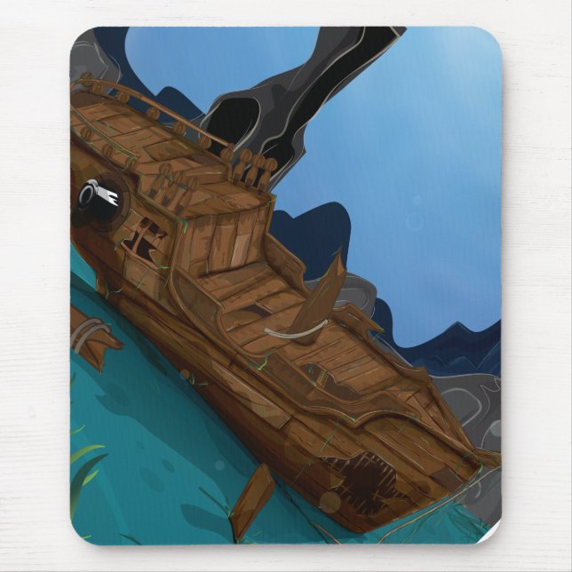 Schiffswrack unter Wasser Mousepad (Vorne)