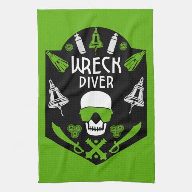 Schiffswrak Seetaucher Geschirrtuch (Vertikal)