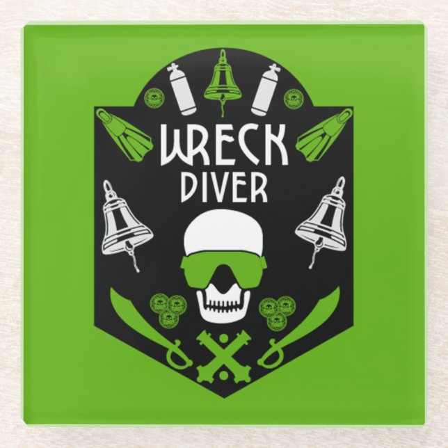 Schiffswrak Seetaucher Glasuntersetzer (Vorderseite)