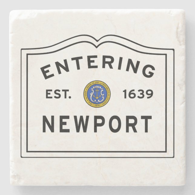 Schild am Eingang von Newport Steinuntersetzer (Vorderseite)